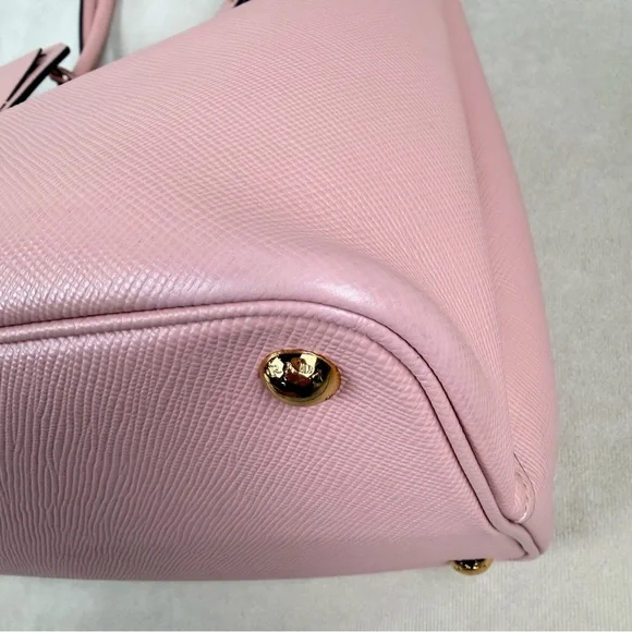 Prada Pink Saffiano Leather Tote Bag Gold Hardware Made in Italy - Picture 14 of 17